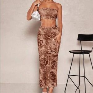 Floral Mesh Skirt Set